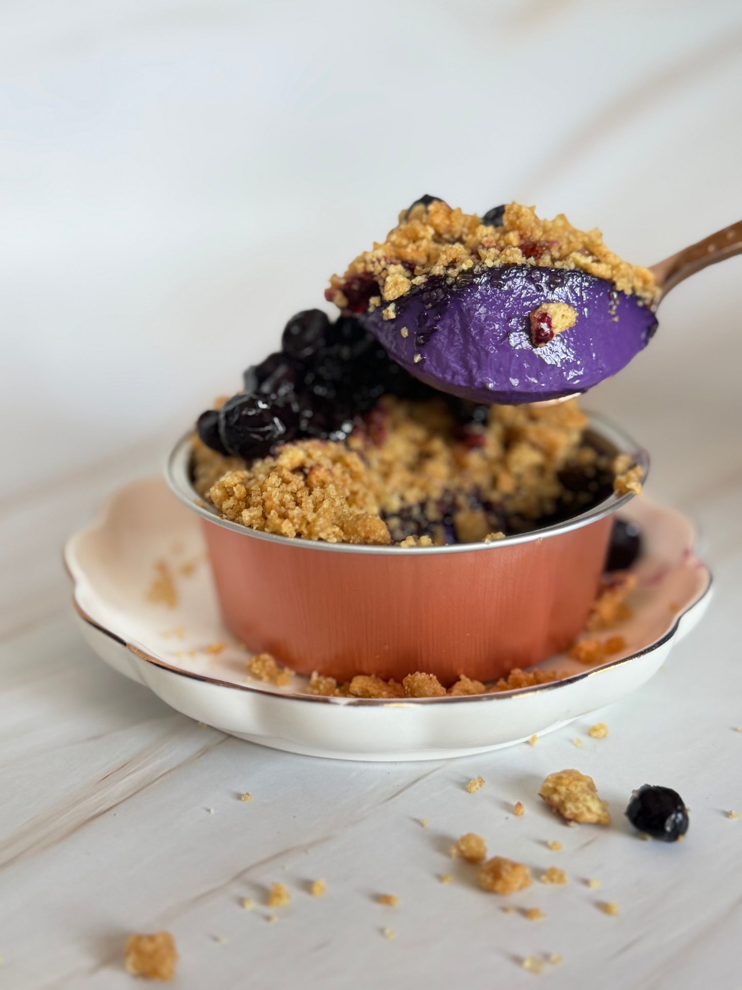 ube blueberry crumble